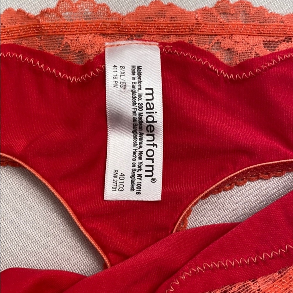 Maidenform pink and coral nylon thong panty XL - Picture 5 of 7